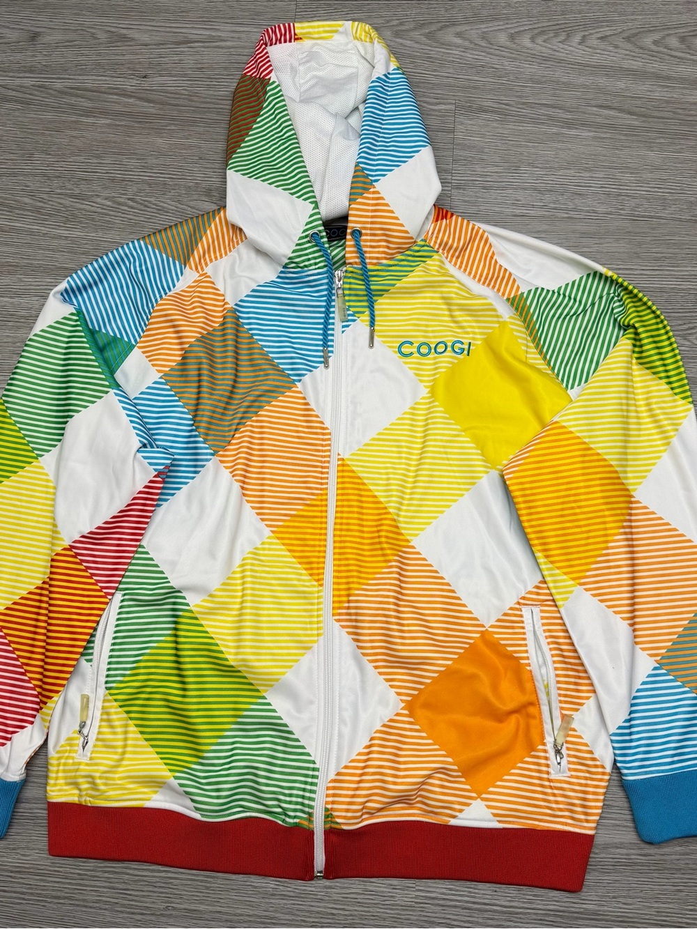 COOGI Multicolor Striped Full Zip Hoodie Size XXL Mens Y2K Biggie Jacket
